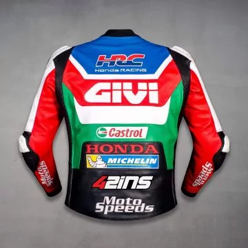 Alex Rins Castrol Honda leather jacket, back view