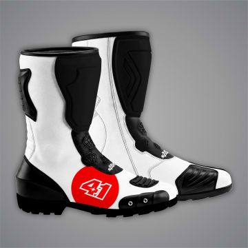 Botas de motocicleta blancas de Aleix Espargaró Prueba de invierno 2024