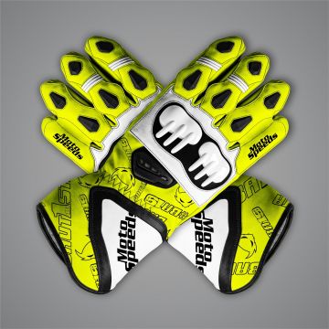 Alvaro Bautista Weiße Motorradhandschuhe SBK 2024