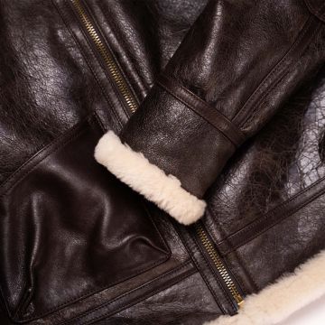 Aviator B-3 Shearling Jacket Brown cuff