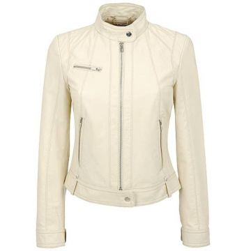 Banded Collar Scuba braune Lederjacke für Damen