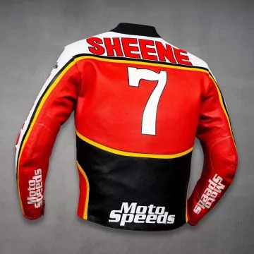 Barry Sheene 1976 Suzuki replica leather jacket, left back view