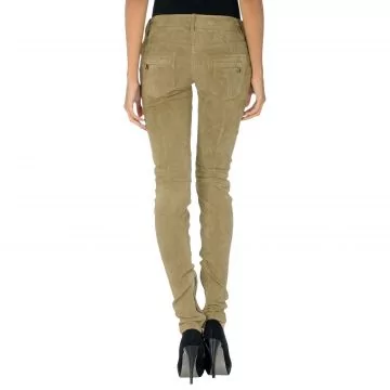 Beige Leather Suede Pants Womens
