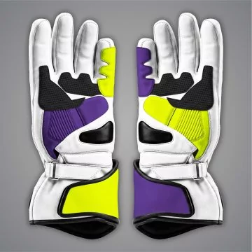 Black full-grain leather motorcycle gloves with rubber knuckle protection and TPU sliders