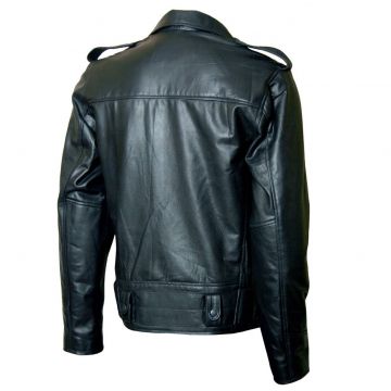 Chaqueta de cuero negra de motorista Smoke
