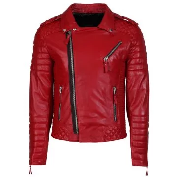 Men's Red Quilted Leather Biker Jacket – Biker Jacket | Shop