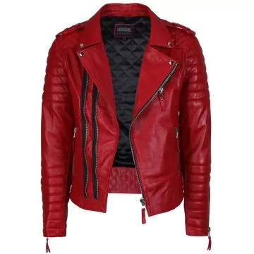 Men's Red Quilted Leather Biker Jacket – Biker Jacket | Shop
