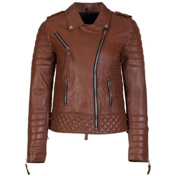 Quilted Leather Jacket Womens Chocolate Brown