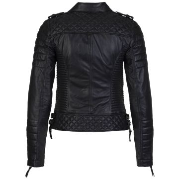 Quilted Leather Jacket Womens Back View