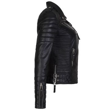 Biker Quilted Leather Jacket Womens