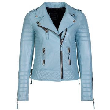 Quilted Leather Jacket Womens Turquoise 