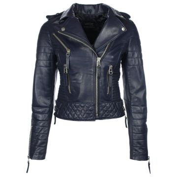Quilted Leather Jacket Womens Black