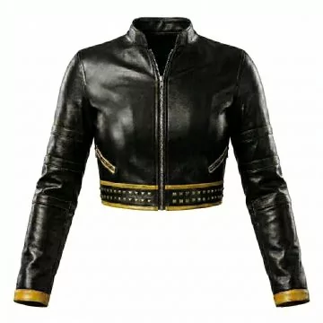 Veste en cuir Black Canary pour femme en cuir de mouton noir, vue de face