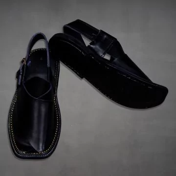 Chapal de cuero negro para hombres