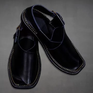 Chappal De Cuero Negro Hombre