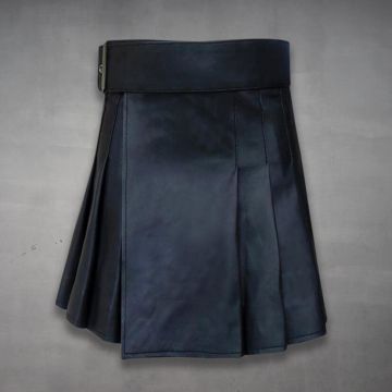 Schwarzer Leder-Kilt für Männer