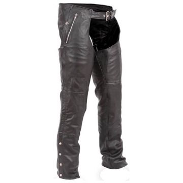 Premium Herren Schwarze Leder Motorrad Chaps
