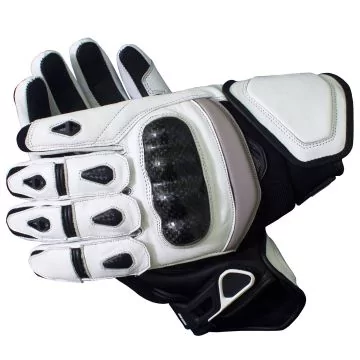 Short leather motorcycle gloves