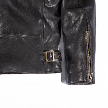 Black Cafe Racer Leather Jacket cuffs
