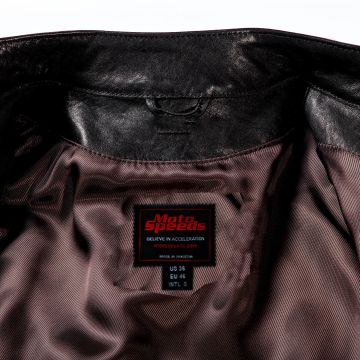 Black Cafe Racer Leather Jacket inner view