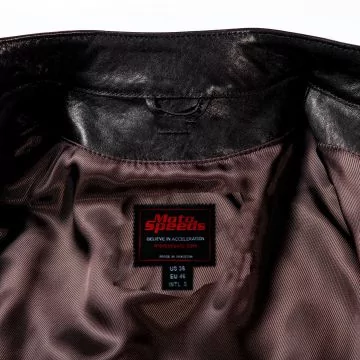 Giubbotto Pelle Moto Cafe Racer Nera Vista interiore