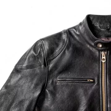 Giubbotto Pelle Moto Cafe Racer Nera Spalla