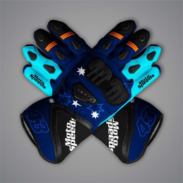 Jack Miller Blaue Bikerhandschuhe MotoGP 2023