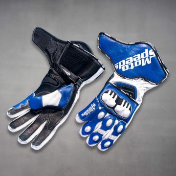 Guanti da motociclista in pelle blu