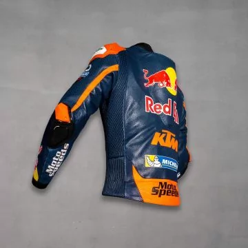 Brad Binder KTM 2023 blue and orange jacket, left side view