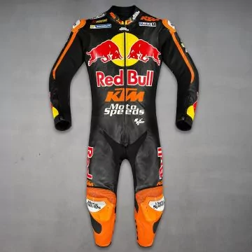 KTM Brad Binder skinndrakt, Red Bull MotoGP 2024 replikadrakt i svart og oransje, forfra