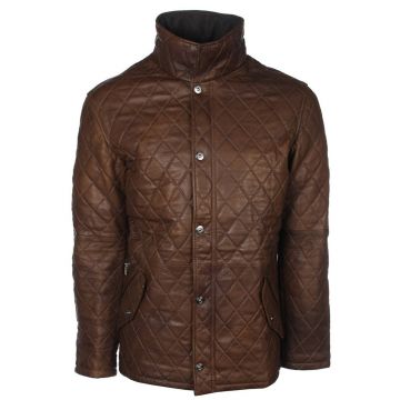 Leder Diamantjacke Braun