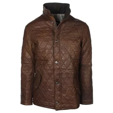Leather Diamond Jacket Brown