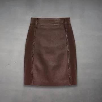 Falda Mini de Cuero Marrón