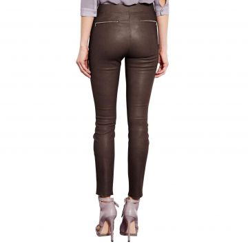 Brown Skinny Leather Pants Ladies