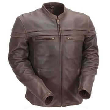 Mandarinkragen Herren Leder Bikerjacke