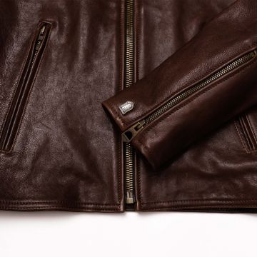 Brown Cafe Racer Leather Jacket pocket 