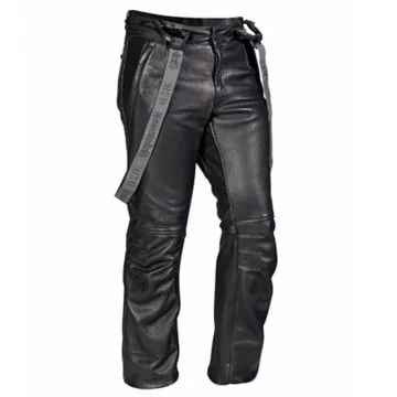 Pantalons Noirs en Cuir Décontractés pour Hommes