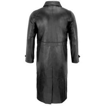 Abrigo Trench Clásico de Cuero para Hombre en Negro
