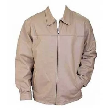 Classic Leather Jacket Beige Men's