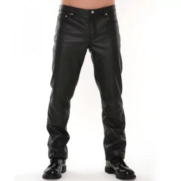 mens black cowhide leather jeans