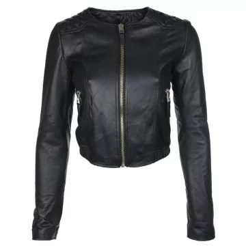 women's collarless jacket