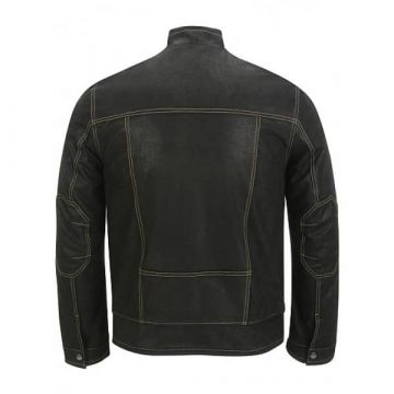 Kontraststiche Schwarze Lederjacke Biker