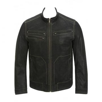 Schwarze Lederjacke Männer Outfit