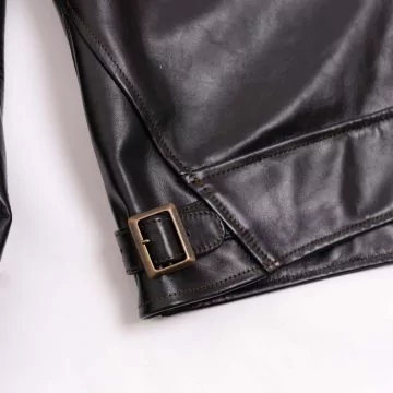 Giacca Cosacca de Pelle Nera fibbia in vita