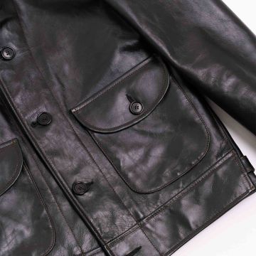 Kosakenjacke Schwarzes Leder Tasche