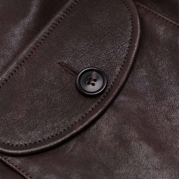 Cossack Leather Jacket Brown flap