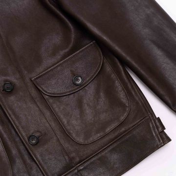 Cossack Leather Jacket Brown pocket