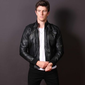 Veste bomber en cuir noir