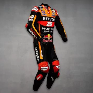 Pedrosa 2017 Honda black race suit, right side view