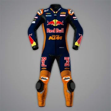 Combinaison MotoGP Enea Bastianini 2026 bleue et orange, vue de face